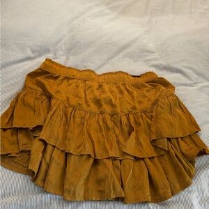 Aerie Mustard Tiered Mini Skirt